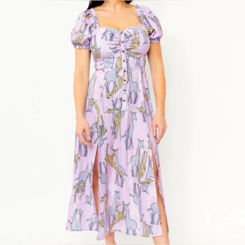 Unique Vintage Lavender Animal Print Dress